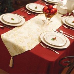 Tasseled Table Runner Ivory/Gold